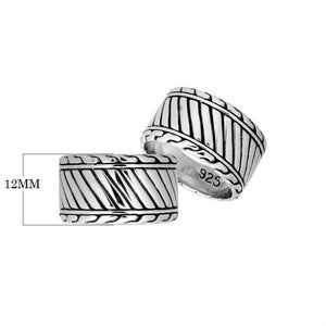 Sterling Silver handcrafted diagonal stripe band ring wholesale from Bali, Indonesia with oxidized finish
