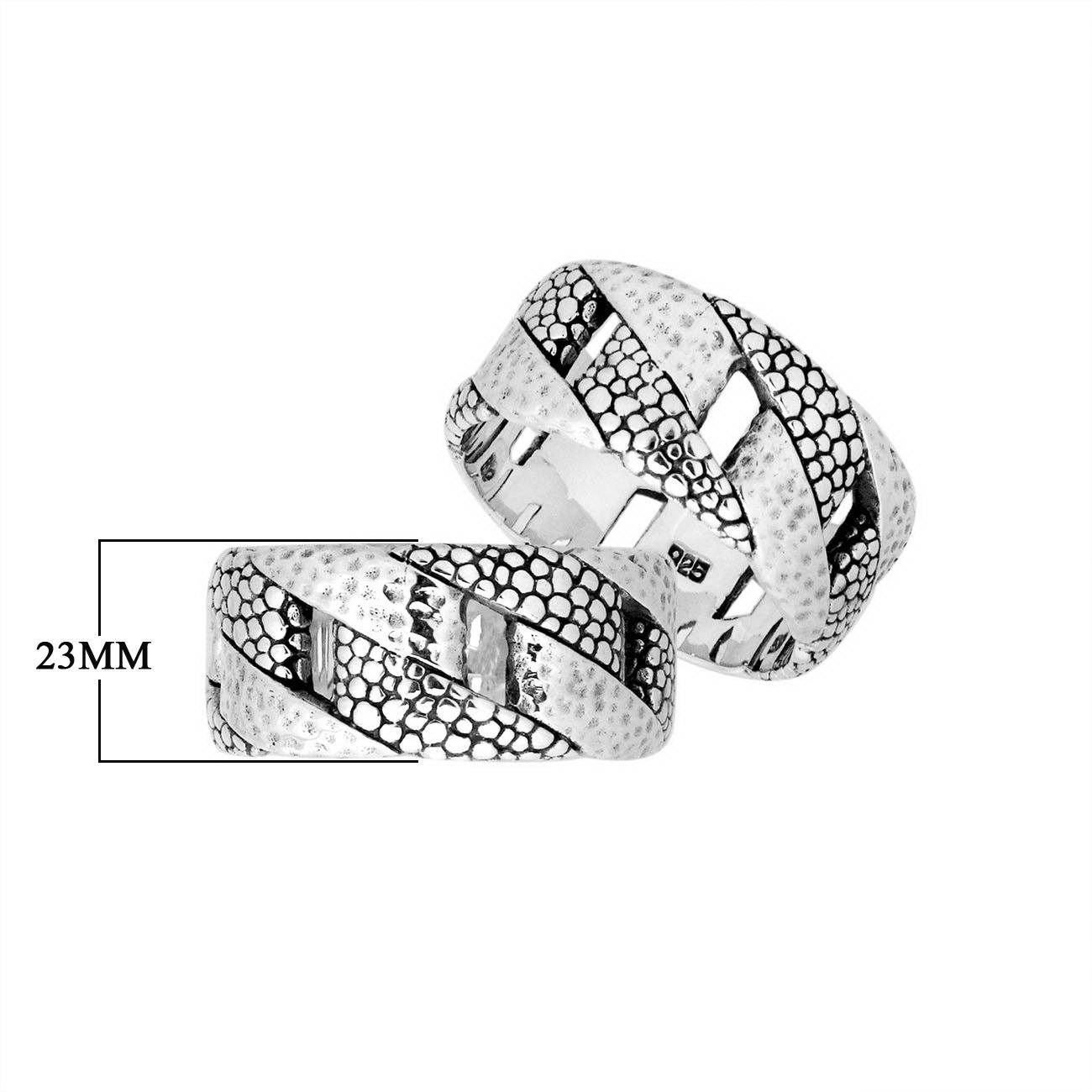 Sterling Silver handcrafted textured band ring wholesale from Bali, Indonesia with diagonal dotted design