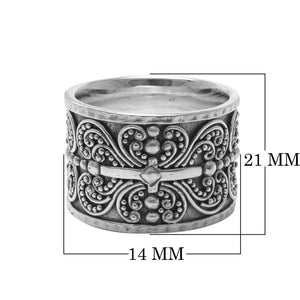 Sterling Silver handcrafted round shape filigree ring wholesale from Bali, Indonesia with detailed bead and scroll design