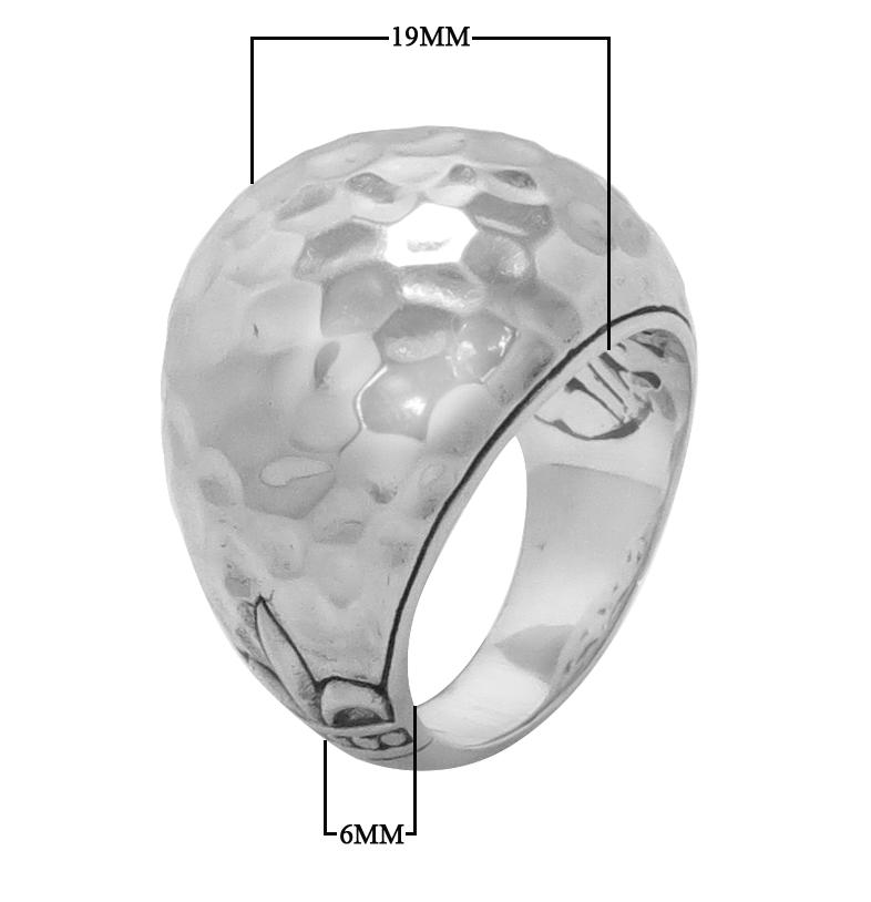 Sterling Silver handcrafted hammered dome ring wholesale from Bali, Indonesia with polished textured finish