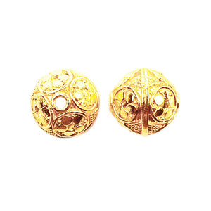 Handcrafted 18K Gold Overlay over Copper textured round bead from India