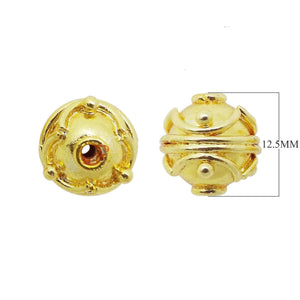 18K Gold Overlay Over Copper handcrafted floral round bead for wholesale jewelry making