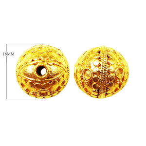 18K gold overlay over copper handcrafted textured round bead made in India