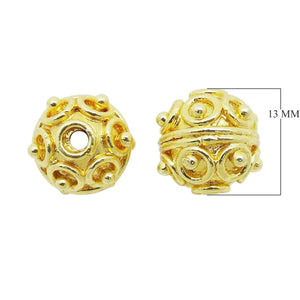 18K Gold Overlay Over Copper filigree swirl design beads handcrafted in India