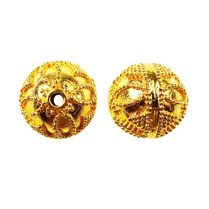 Round filigree bead in 18K gold overlay over copper, handcrafted in India – wholesale jewelry bead