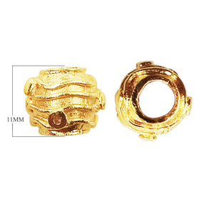 Handcrafted coil-textured round bead with 18K gold overlay over copper made in India.