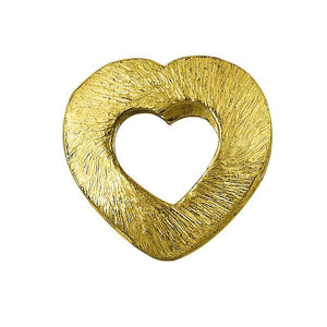 Handcrafted open-heart textured connector bead with 18K gold overlay over copper, made in India for wholesale jewelry manufacturing.