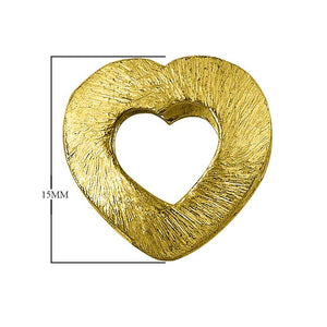 Handcrafted open-heart textured connector bead with 18K gold overlay over copper, made in India for wholesale jewelry manufacturing.