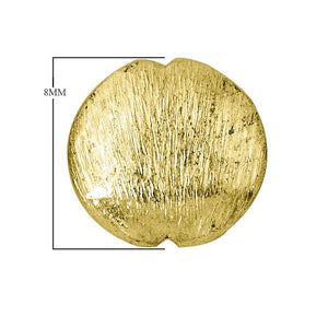 Handcrafted brushed coin-shaped bead with notched edges and 18K gold overlay over copper, made in India for wholesale jewelry manufacturing.