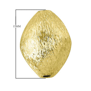 Handcrafted brushed oval barrel bead with 18K gold overlay over copper, made in India for wholesale jewelry production.