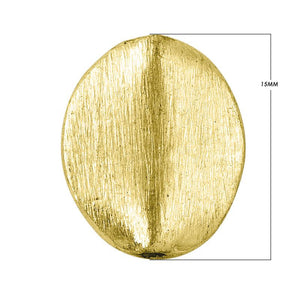 Handcrafted brushed flat oval bead with 18K gold overlay over copper, made in India for wholesale jewelry production.