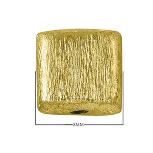 Handcrafted brushed square bead with 18K gold overlay over copper, made in India for wholesale jewelry manufacturing.