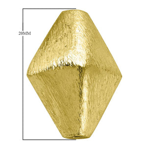 Diamond-shaped brushed bead with 18K gold overlay over copper, handcrafted in India for wholesale jewelry production.