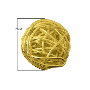15mm wire-wrapped round bead in 18K gold overlay over copper handcrafted in India for wholesale jewelry making