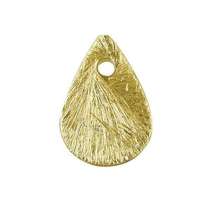 Teardrop-shaped textured chip bead with 18K gold overlay over copper handcrafted in India for wholesale jewelry making
