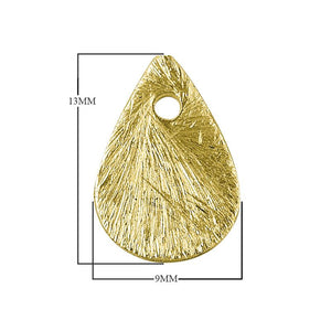 Teardrop-shaped textured chip bead with 18K gold overlay over copper handcrafted in India for wholesale jewelry making