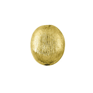 18K gold overlay oval textured bead handcrafted in India with artisan brushed finish for wholesale jewelry making