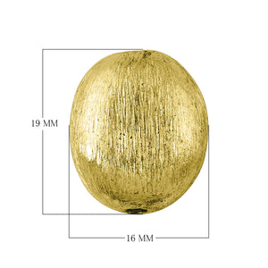 18K gold overlay oval textured bead handcrafted in India with artisan brushed finish for wholesale jewelry making