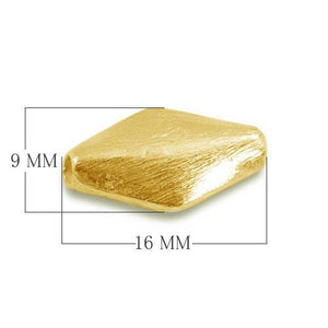 18K gold overlay 3D rhombus shape brushed bead handcrafted in India for wholesale jewelry making