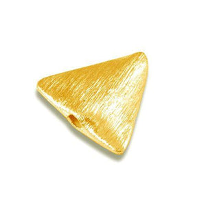 18K gold overlay 3D triangle shape brushed bead handcrafted in India for wholesale jewelry making