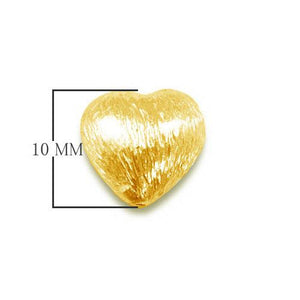 18K gold overlay 3D heart shape brushed bead handcrafted in India for wholesale jewelry making