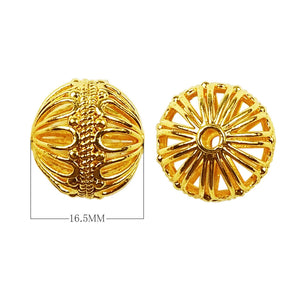 18K gold overlay filigree round shape bead handcrafted in India for wholesale jewelry making