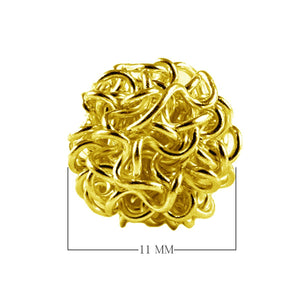 “11 MM handcrafted round textured wire bead with 18K Gold Overlay Over Copper from India.”