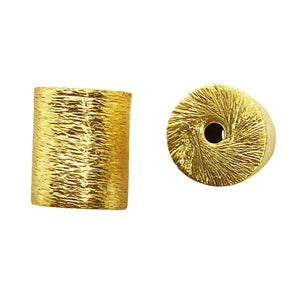 Handcrafted cylinder shape brushed bead with 18K Gold Overlay Over Copper from India
