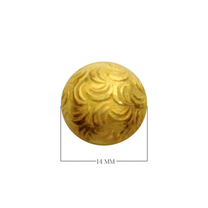 Handcrafted smooth round bead with subtle engraved texture made from 18K Gold Overlay Over Copper in India for wholesale jewelry making.