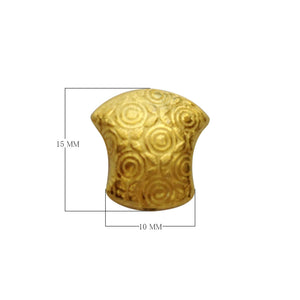 Handcrafted dome-shaped engraved bead made from 18K Gold Overlay Over Copper in India for wholesale jewelry manufacturing.