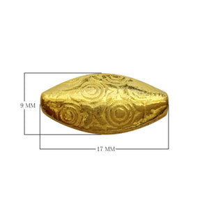 Handcrafted oval engraved bead made from 18K Gold Overlay Over Copper in India for wholesale jewelry manufacturing.
