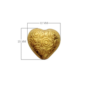 Handcrafted heart-shaped engraved bead made from 18K Gold Overlay Over Copper in India for wholesale jewelry manufacturing.