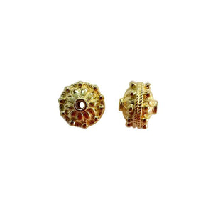Handcrafted floral domed round bead made from 18K Gold Overlay Over Copper in India for wholesale jewelry manufacturing.