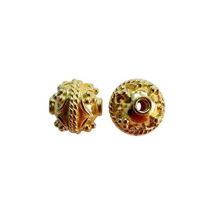 18K Gold Overlay over copper rope-textured granulated round bead from India for wholesale jewelry making