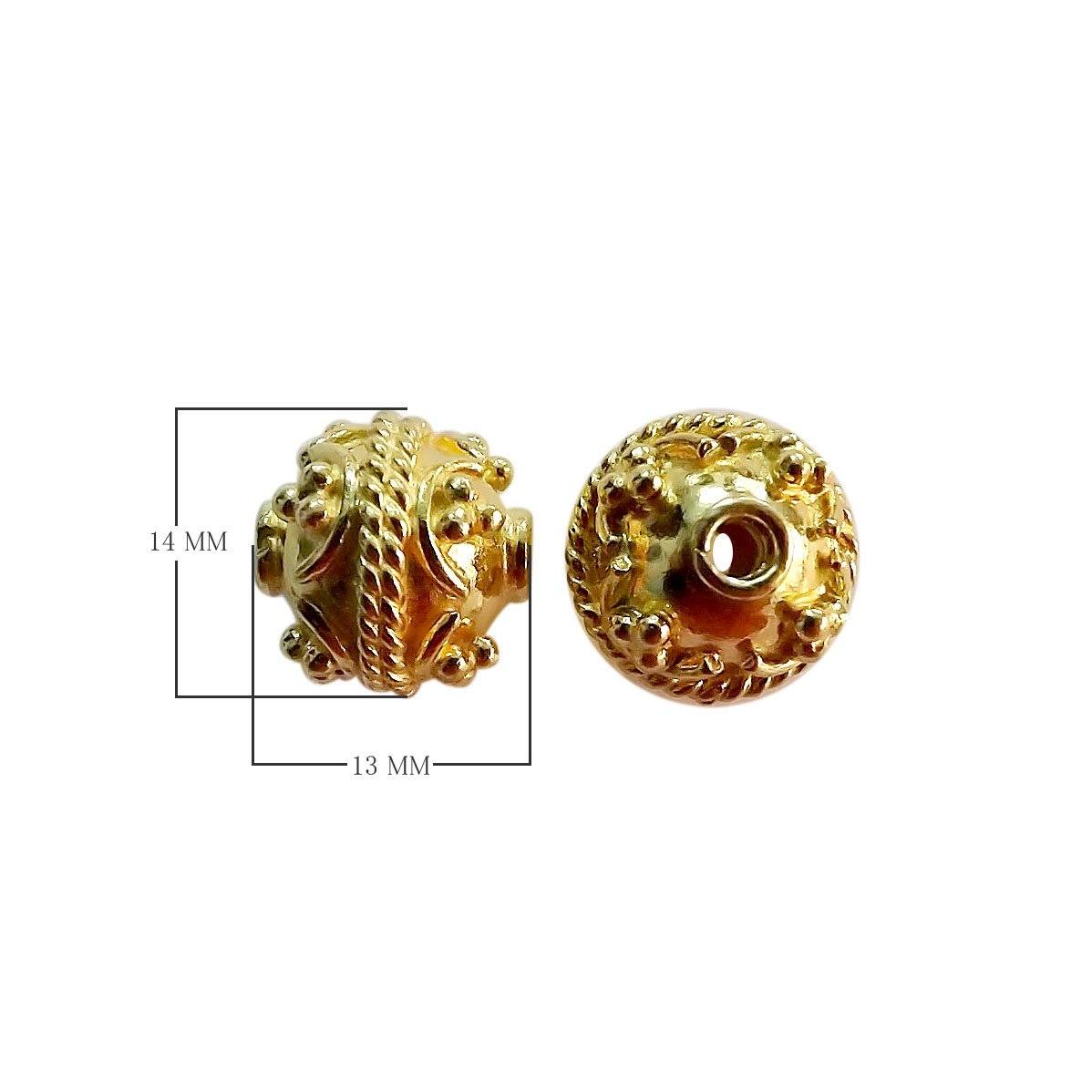 18K Gold Overlay over copper rope-textured granulated round bead from India for wholesale jewelry making
