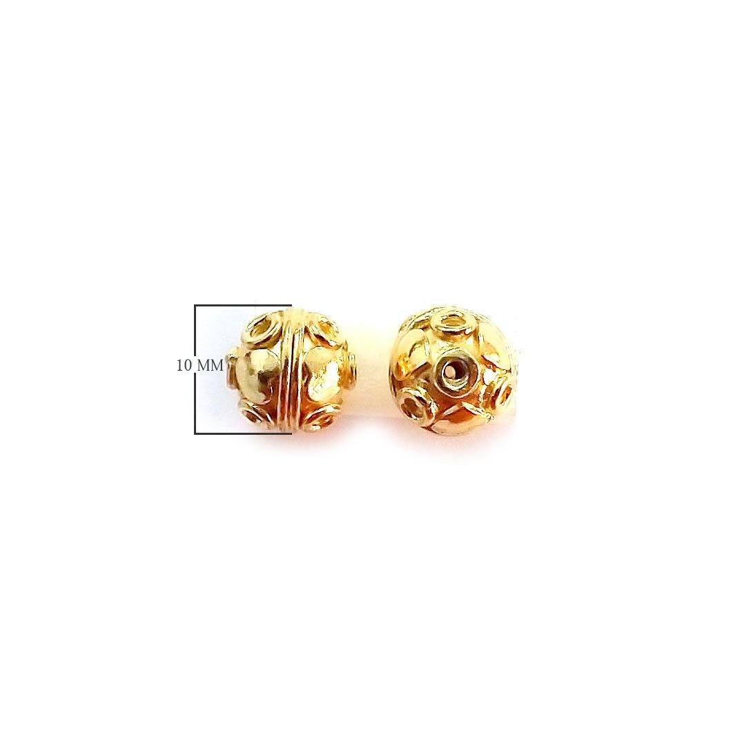 18K Gold Overlay copper round bead with traditional textured design handcrafted in India for wholesale jewelry making