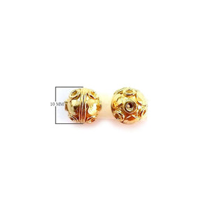 18K Gold Overlay copper round bead with traditional textured design handcrafted in India for wholesale jewelry making