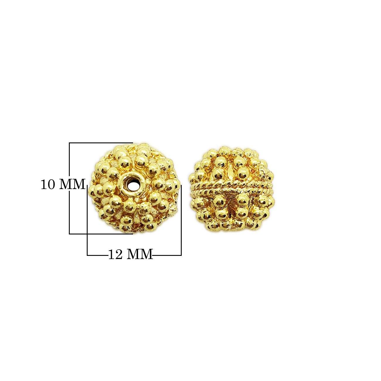18K Gold Overlay over copper round granulated spacer bead with rope detailing handcrafted in India for wholesale jewelry making