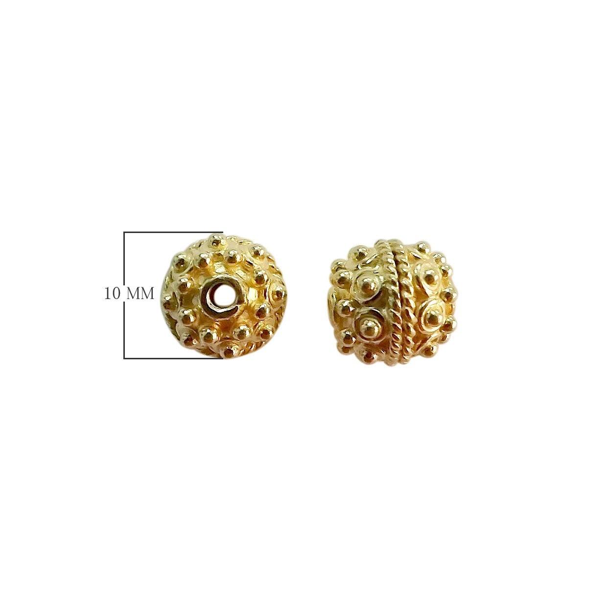 18K gold overlay granulated spacer bead over copper with rope detailing handcrafted in India