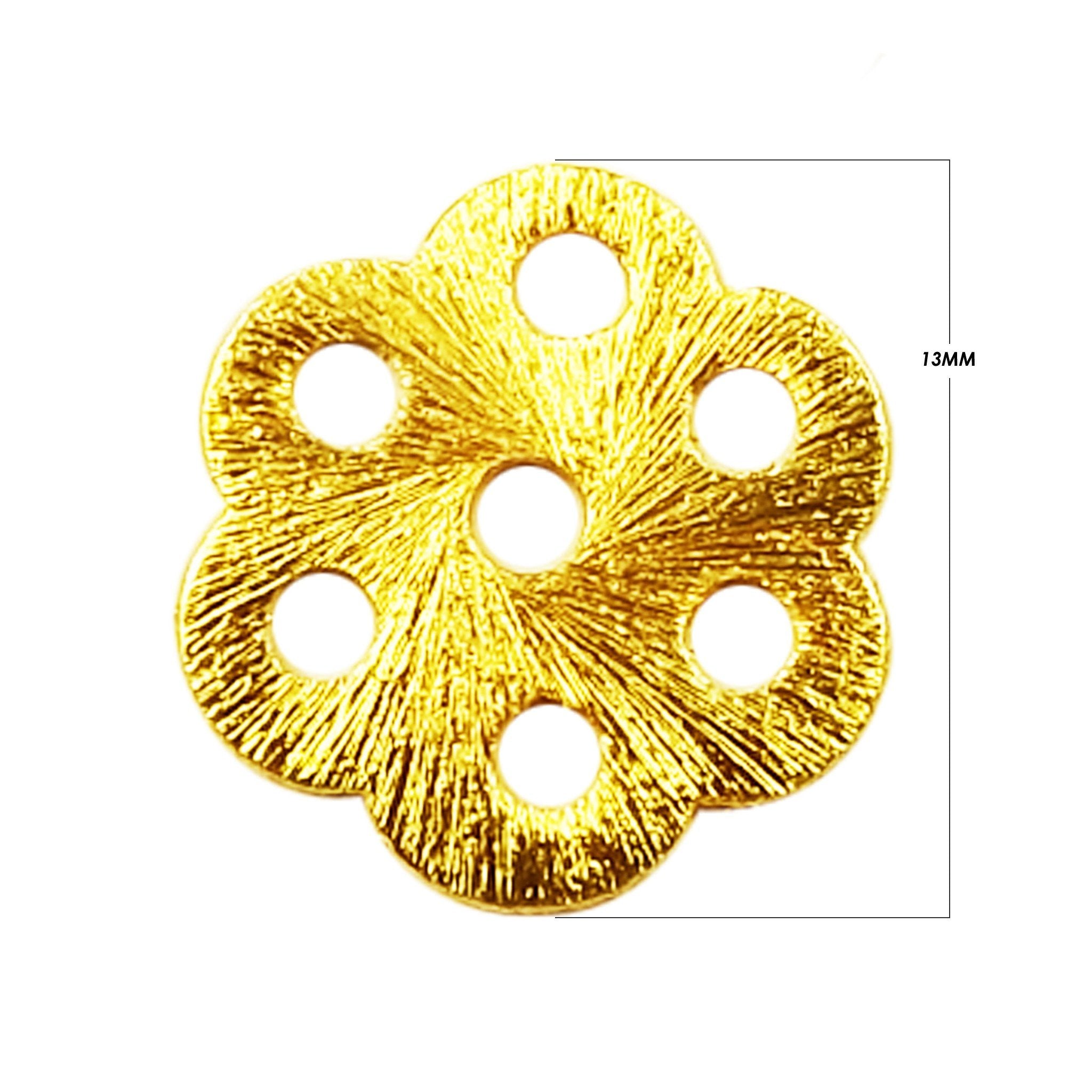 18K Gold Overlay floral spacer bead with multi-hole design handcrafted in India for wholesale jewelry making