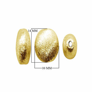 BG-378 18K Gold Overlay Oval Shape Brushed Bead Beads Bali Designs Inc