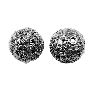Black Rhodium overlay handcrafted copper bead with raised circular detailing, made in India for wholesale jewelry making