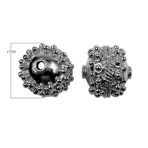 Black rhodium overlay over copper beaded spacer bead handcrafted in India for wholesale jewelry making