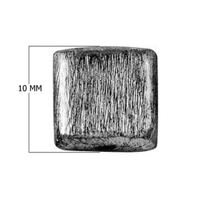BR-181-10MM Black Rhodium Overlay Square Shape Brushed Bead Beads Bali Designs Inc
