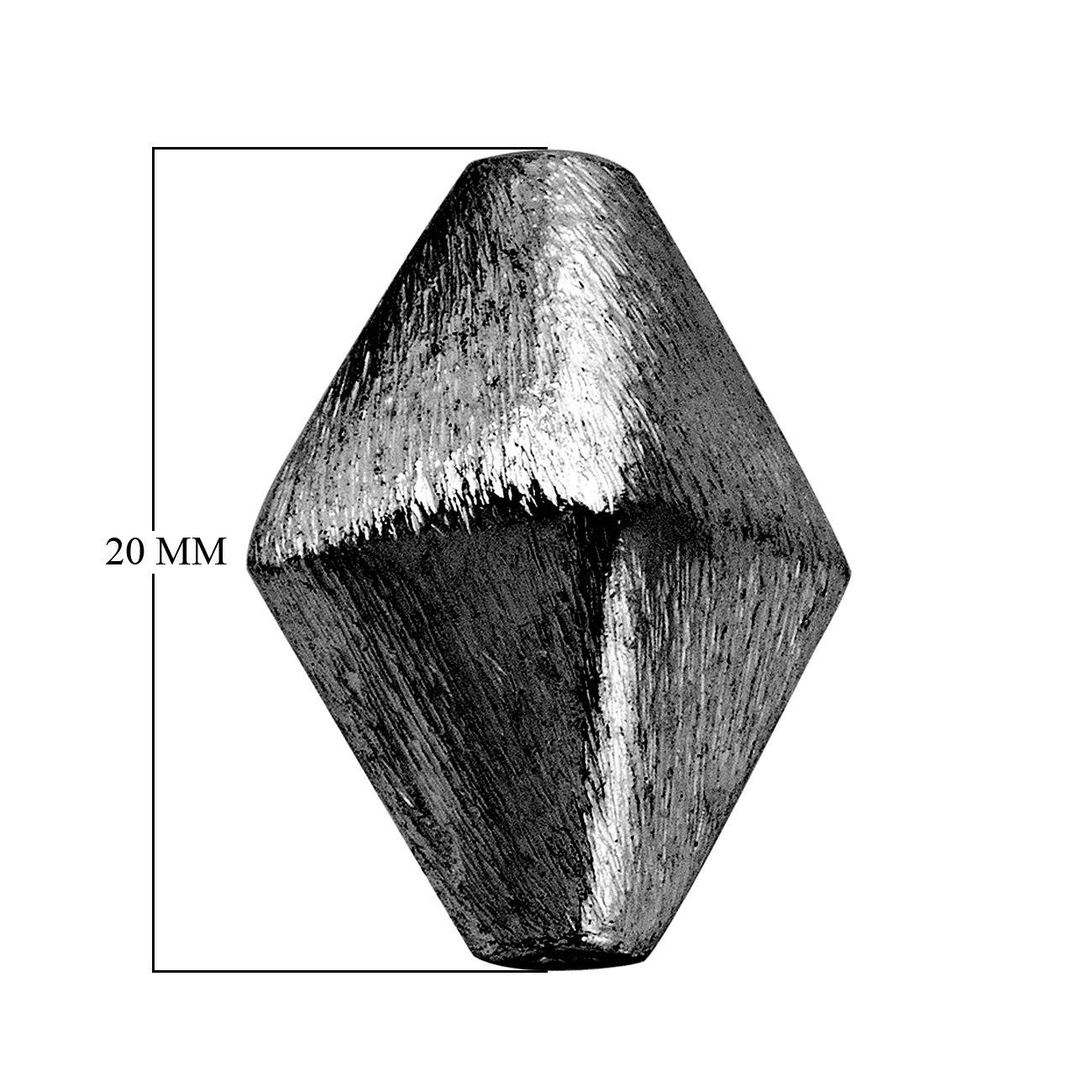 BR-186 Black Rhodium Overlay 3D Rhombus Shape Brushed Bead Beads Bali Designs Inc