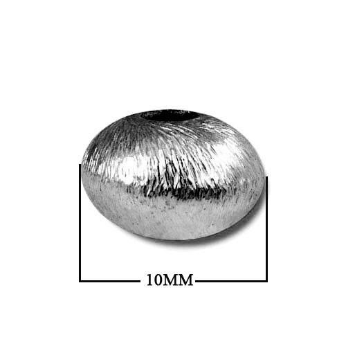 BR-229-10MM Black Rhodium Overlay Flat Round Shape Brushed Bead Beads Bali Designs Inc