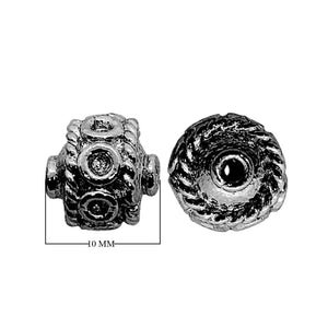 BR-385-10MM Black Rhodium Overlay Bali Bead Beads Bali Designs Inc