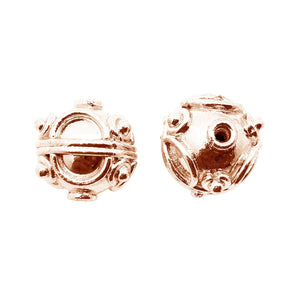 Rose gold overlay copper textured spacer beads handcrafted in India for wholesale jewelry making