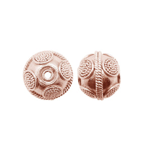 Rose gold overlay copper granulated panel beads handcrafted in India for wholesale jewelry making