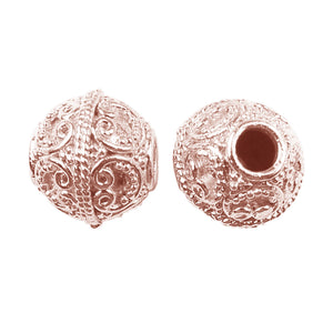 Rose gold overlay copper scroll filigree beads handcrafted in India for wholesale jewelry making